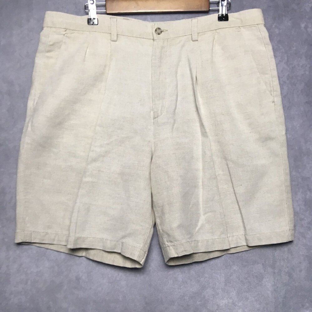 Dockers Mens‎ Linen Shorts size 38 White Pleated Front Pockets Cotton Blend
